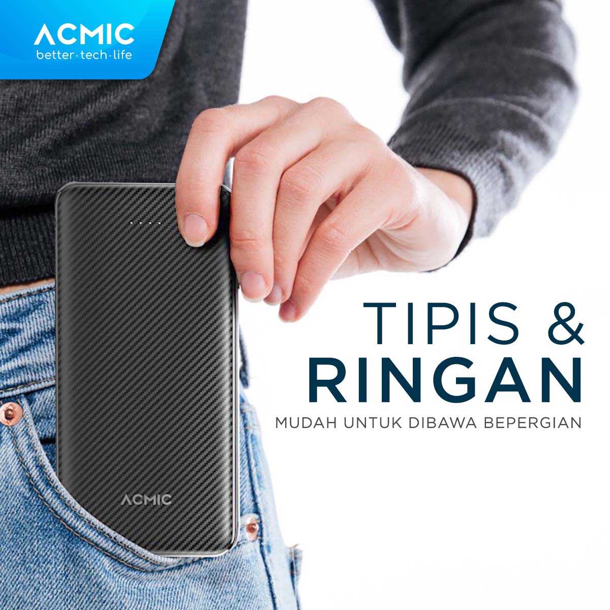 ACMIC C10e 10000mAh Slim PowerBank 12W Type C Fast Dual USB Charge
