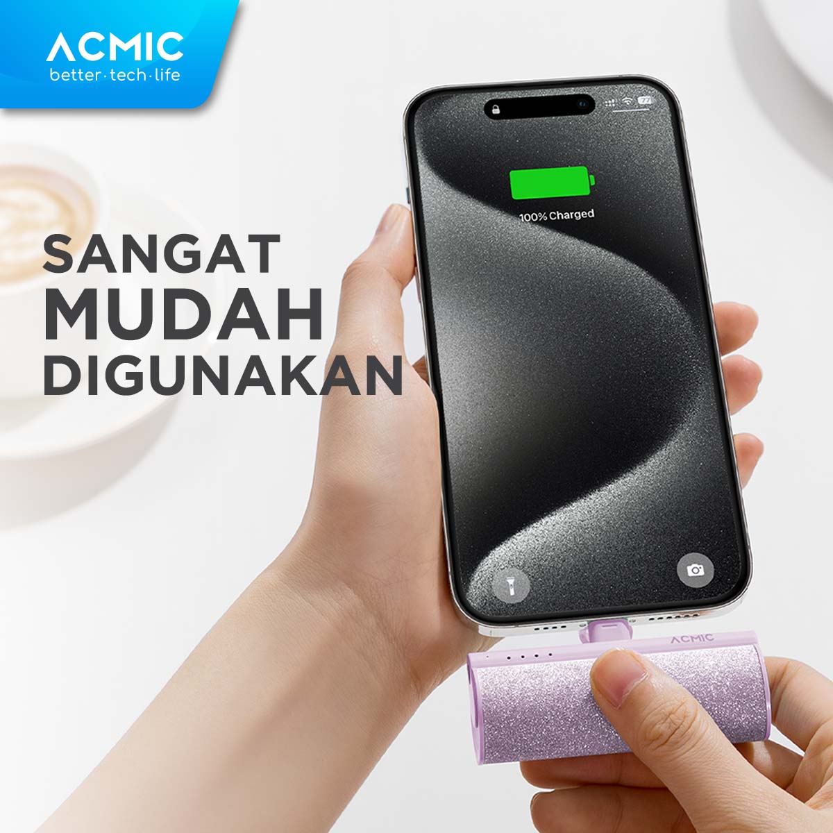 ACMIC MINIGLOW Fashion Mini Powerbank Type C iPhone Samsung Android
