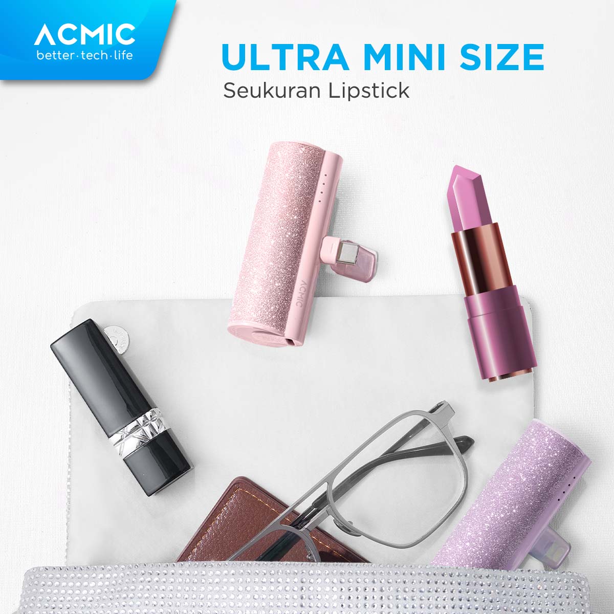 ACMIC MINIGLOW Fashion Mini Powerbank Type C iPhone Samsung Android