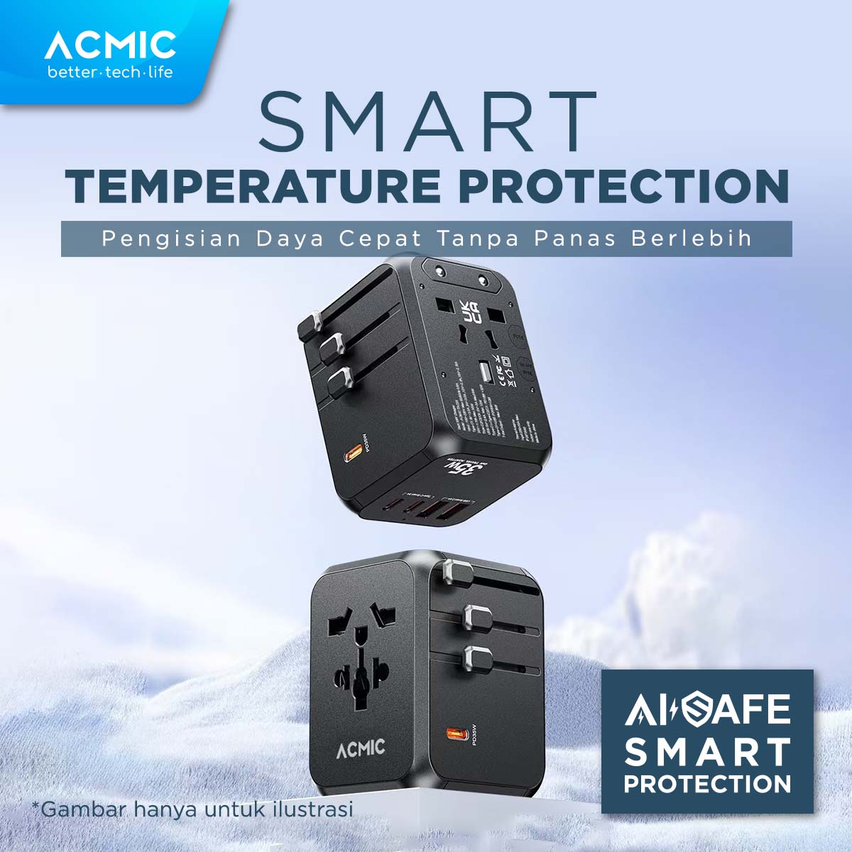 ACMIC TAC35 Travel Adapter Universal GaN 35watt Adaptor Fast Charging
