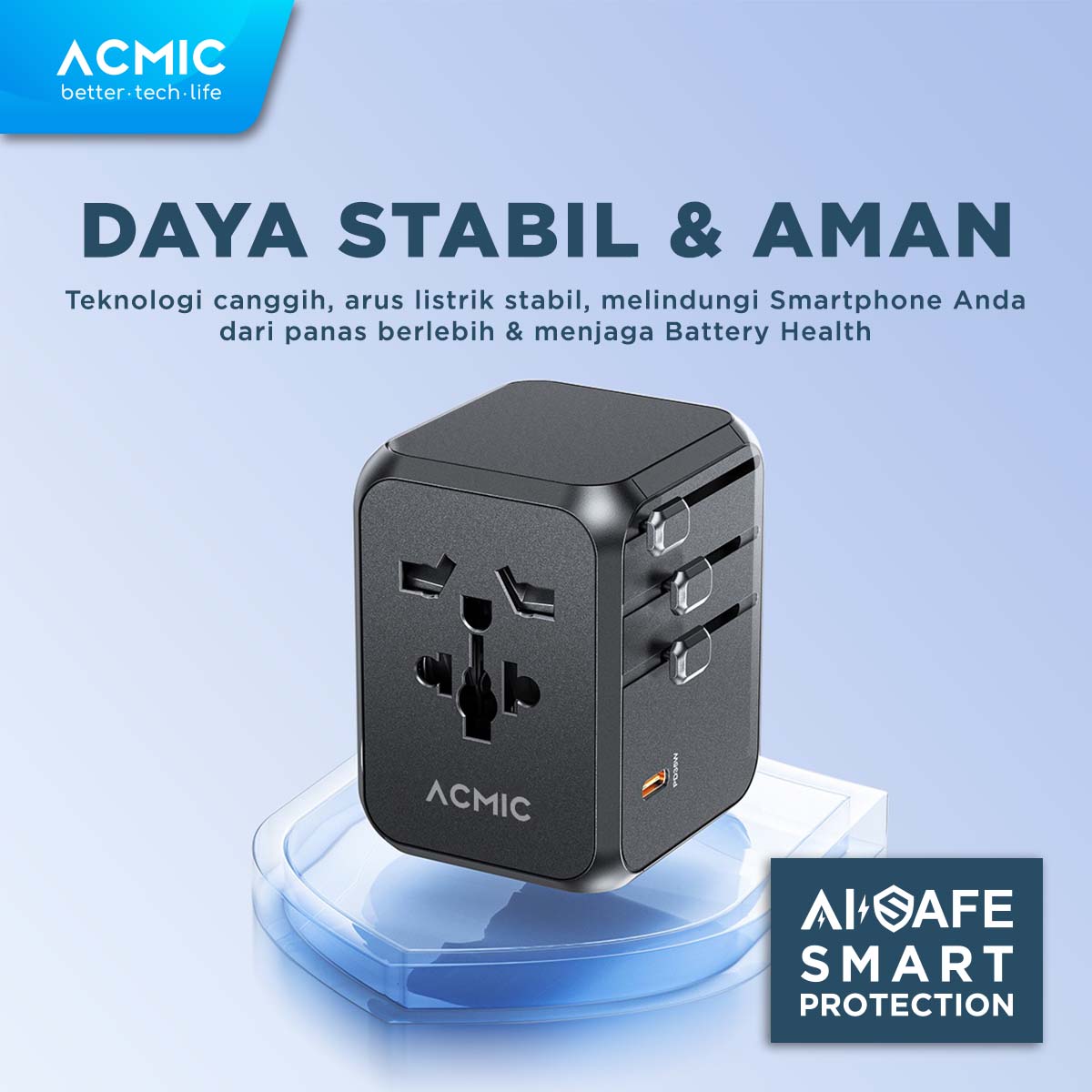 ACMIC TAC35 Travel Adapter Universal GaN 35watt Adaptor Fast Charging