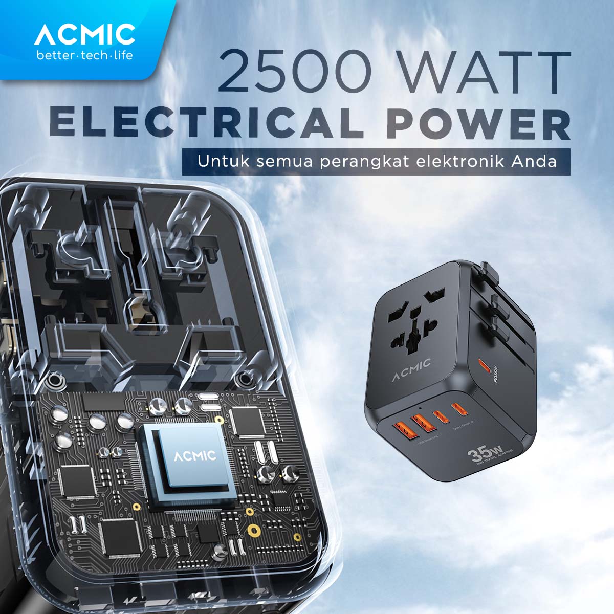 ACMIC TAC35 Travel Adapter Universal GaN 35watt Adaptor Fast Charging