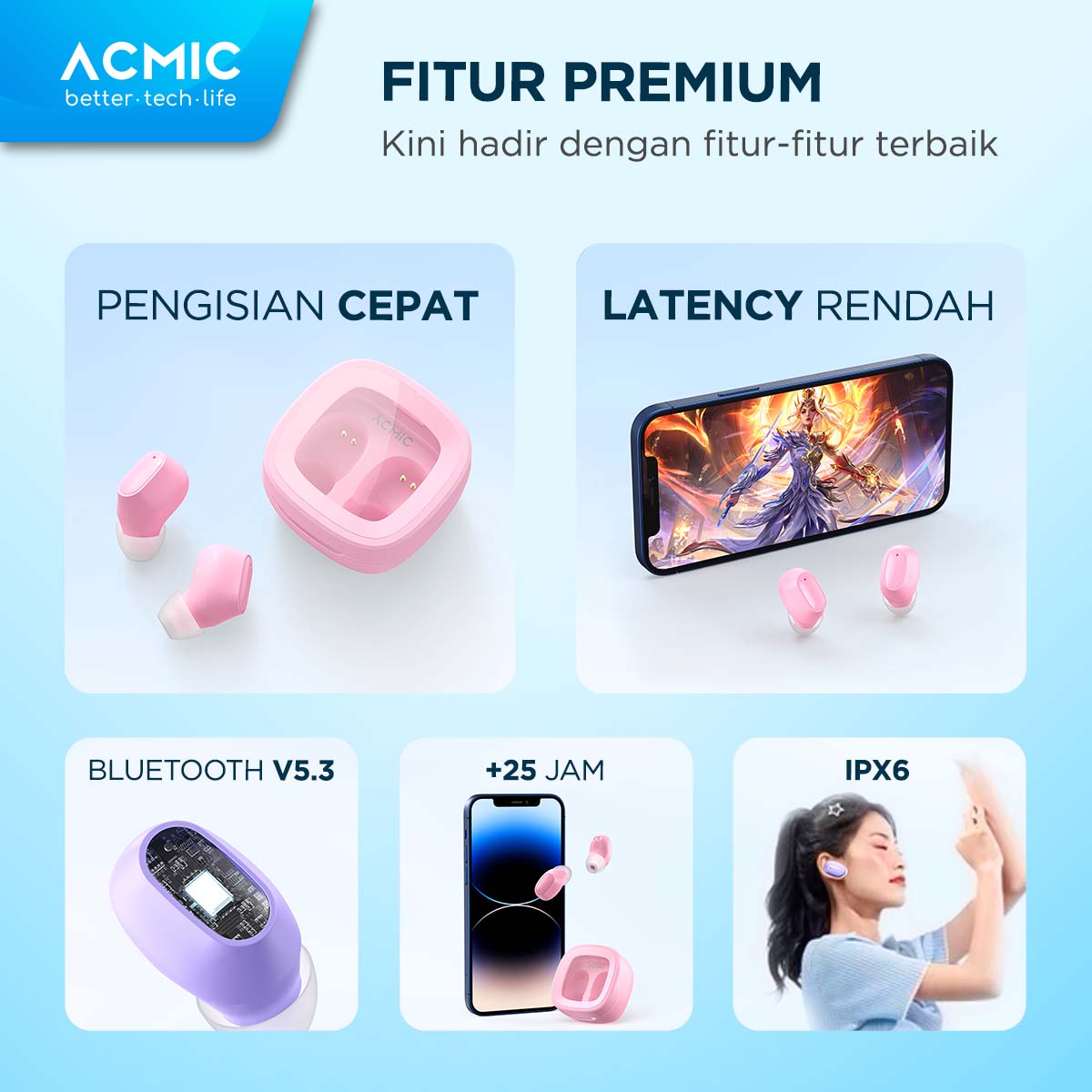 ACMIC ZENDIO LITE True Wireless Bluetooth Earphone Mini Earbuds TWS