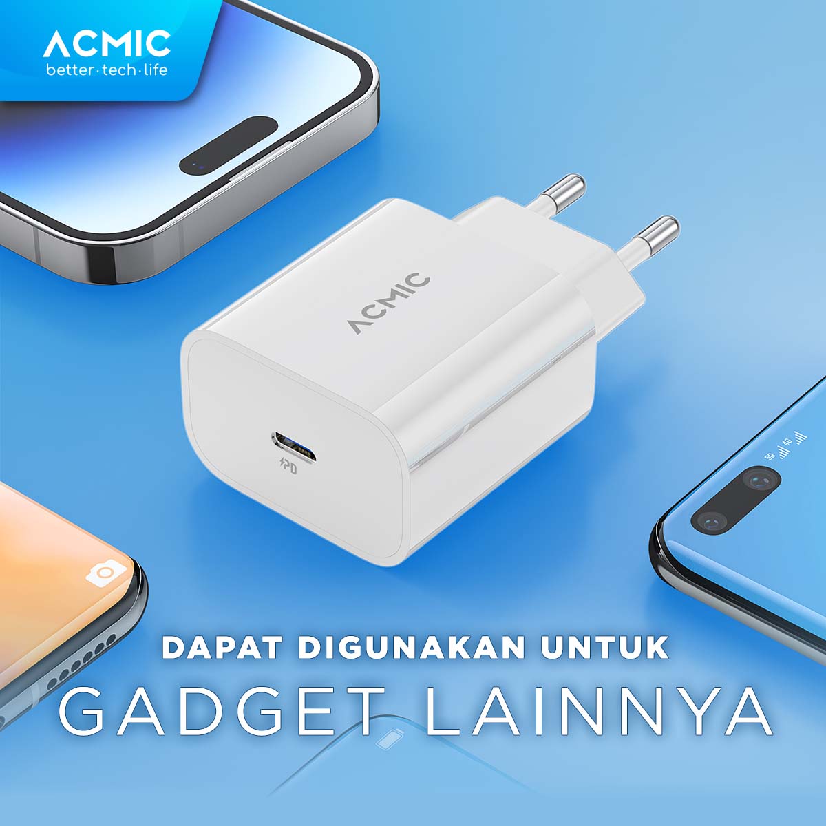 ACMIC CPD20 Type C 20W Kepala Charger Fast Charging Adaptor for iPhone