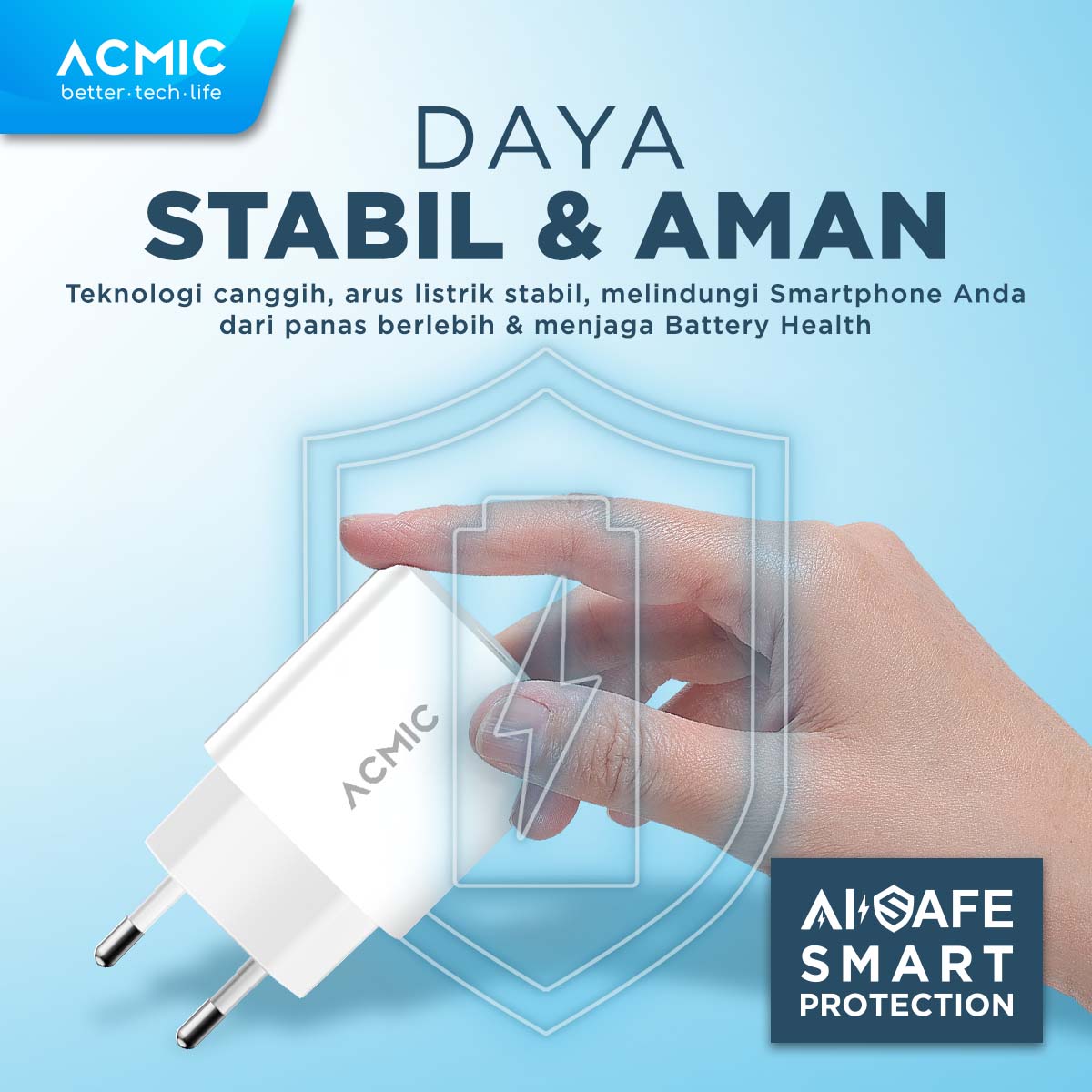 ACMIC CPD20 Type C 20W Kepala Charger Fast Charging Adaptor for iPhone