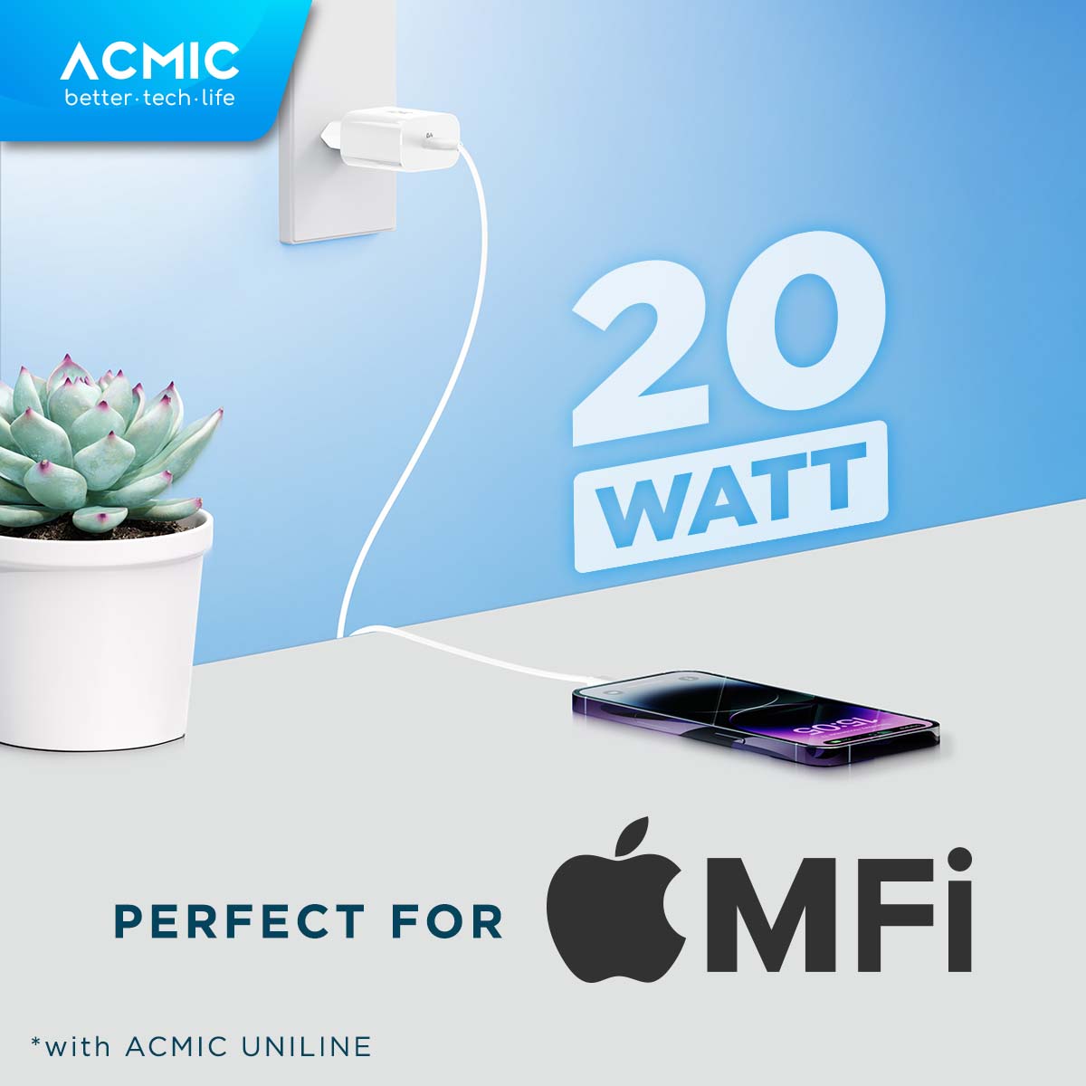 ACMIC CPD20 Type C 20W Kepala Charger Fast Charging Adaptor for iPhone