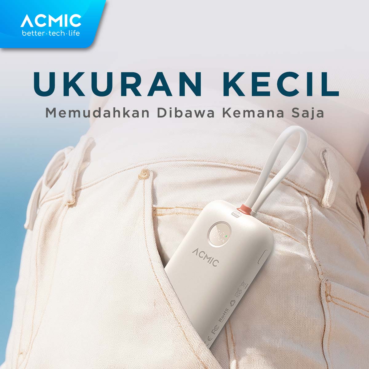 ACMIC NEOPOWER Super Mini 35W Power Bank with Super Fast Charging for Samsung built-in Cable Type C & iPhone Lightning 10000mAh 20000mAh 30000mAh