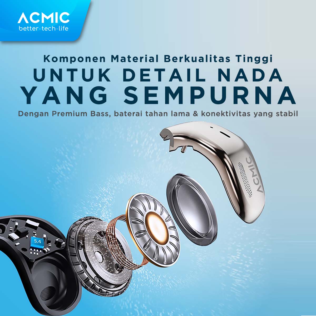 ACMIC AURA OWS Open Wear Stereo Bluetooth Earphone Headset Open Ear TWS