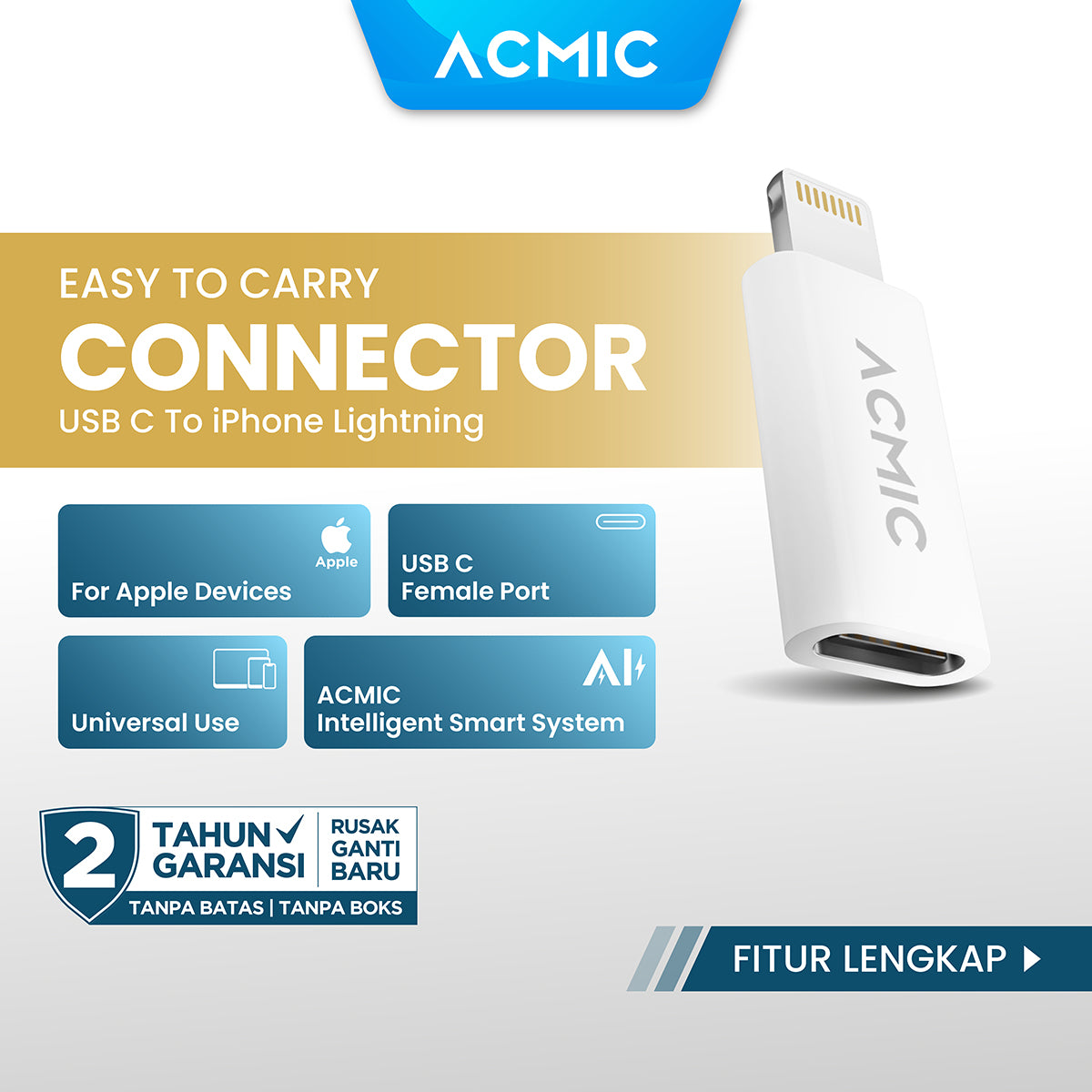 ACMIC USB-C to Lightning Adapter iPhone Converter Connector / Konektor