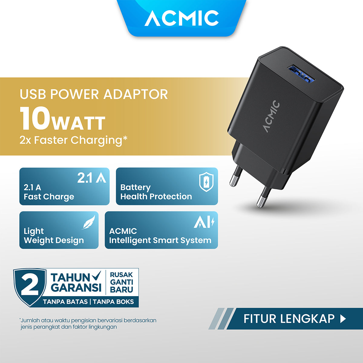 ACMIC CWC01 USB 10W Kepala Charger Fast Charging Adaptor