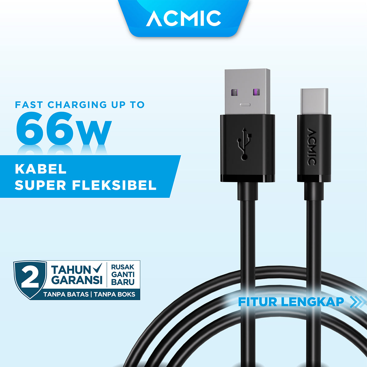 ACMIC KAi100 AiCharge Kabel Data USB-C Fast Charging 66W 3A + 5A VOOC