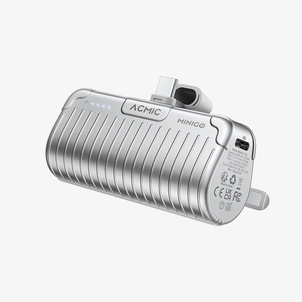 ACMIC MINIGO Mini PowerBank + Phone Holder USB Type C or iPhone Lightning PD Fast Charging 20 Watt