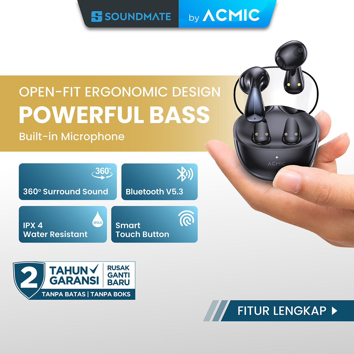 ACMIC SOUNDMATE LIFE TWS C01 Wireless Bluetooth Earphone Mini Earbuds