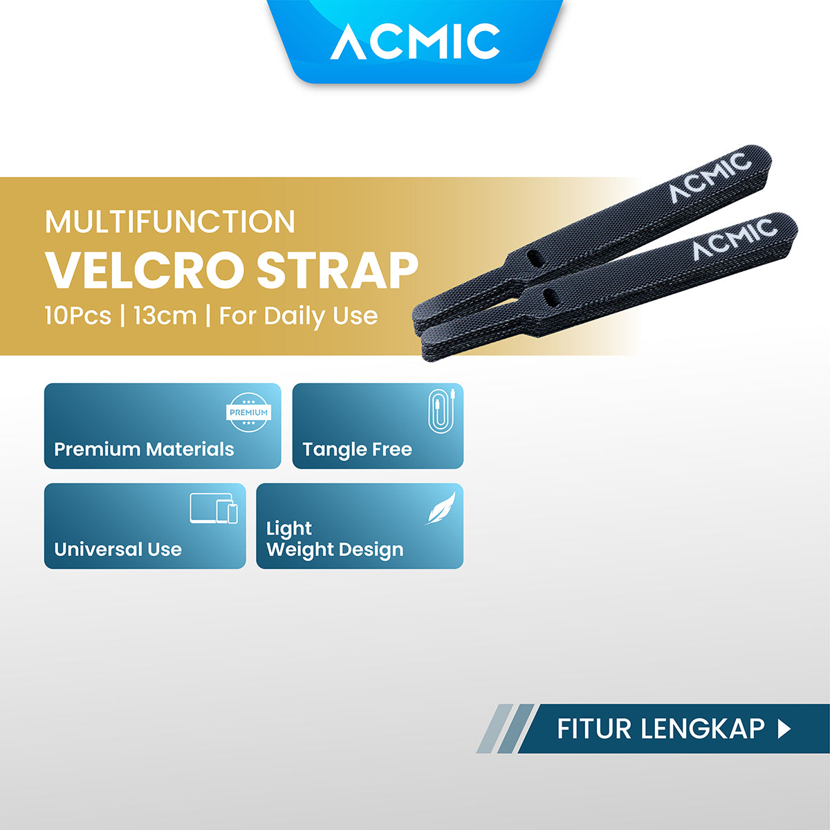 ACMIC VELCRO STRAP CABLE TIE ORGANIZER Pengikat Perekat Kabel Holder