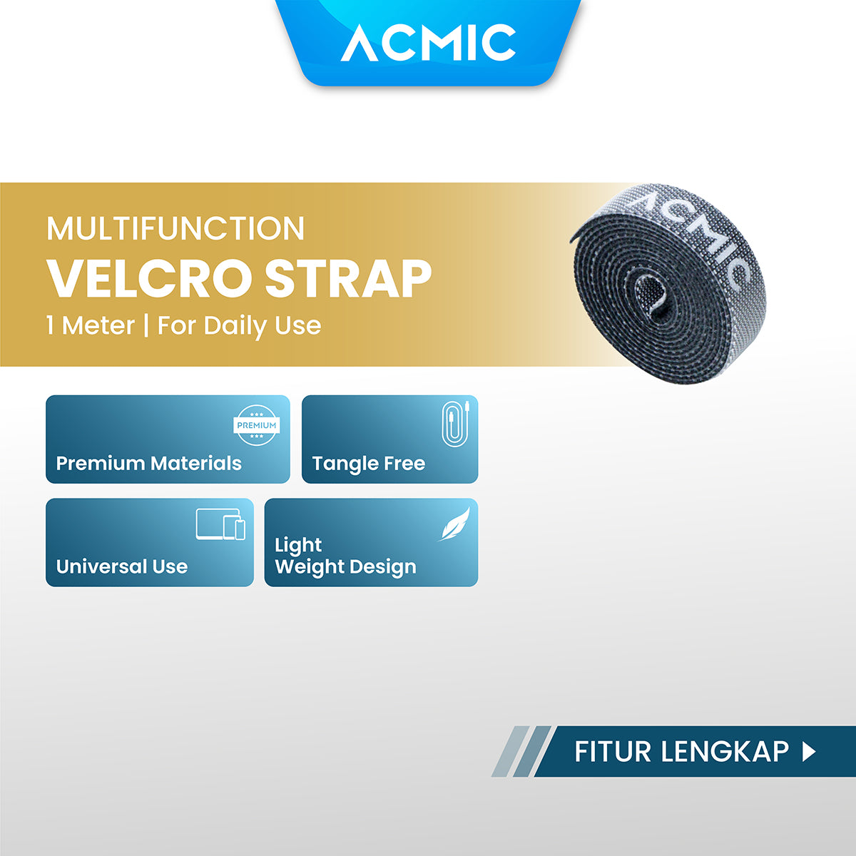 ACMIC VELCRO STRAP CABLE TIE ORGANIZER Pengikat Perekat Kabel Holder