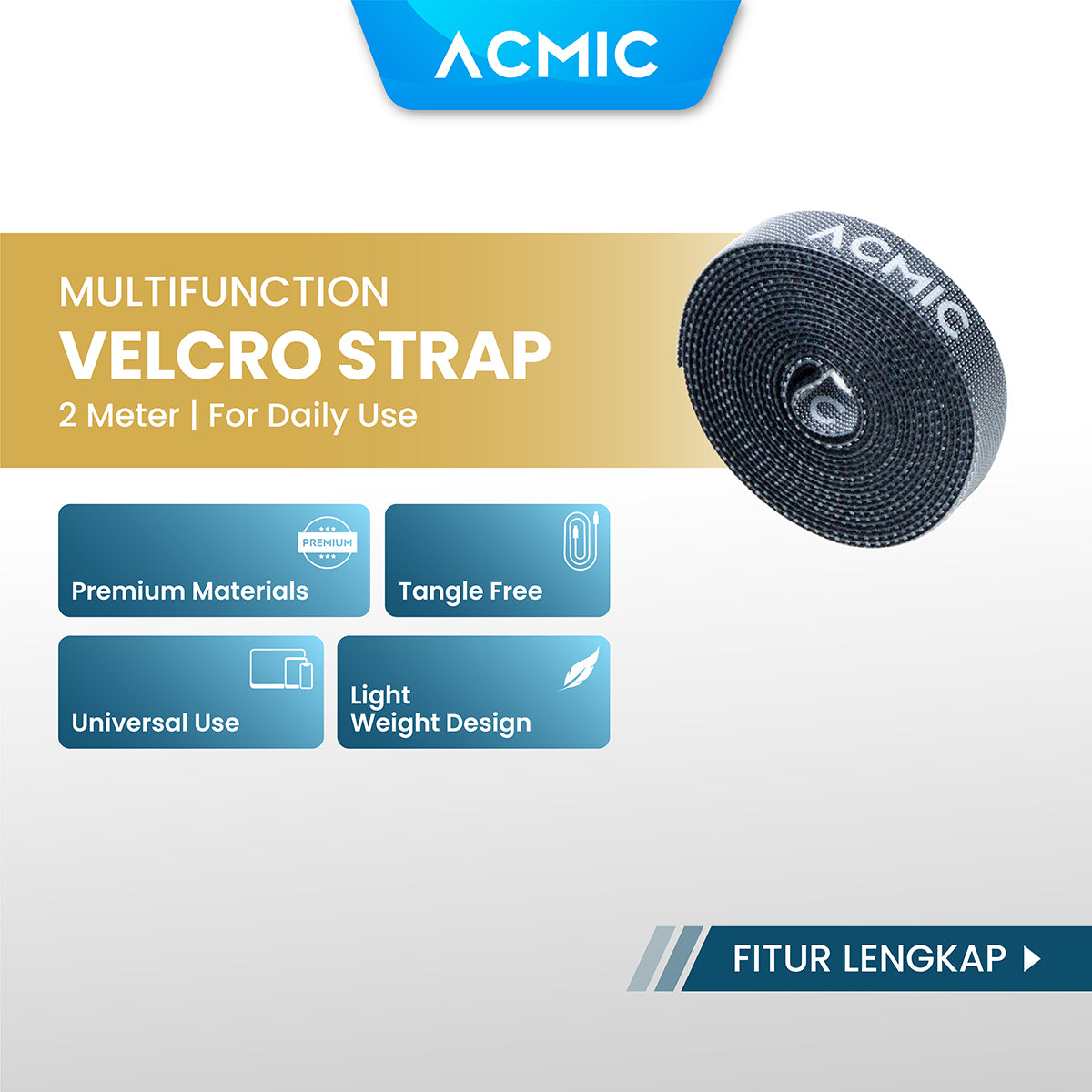 ACMIC VELCRO STRAP CABLE TIE ORGANIZER Pengikat Perekat Kabel Holder