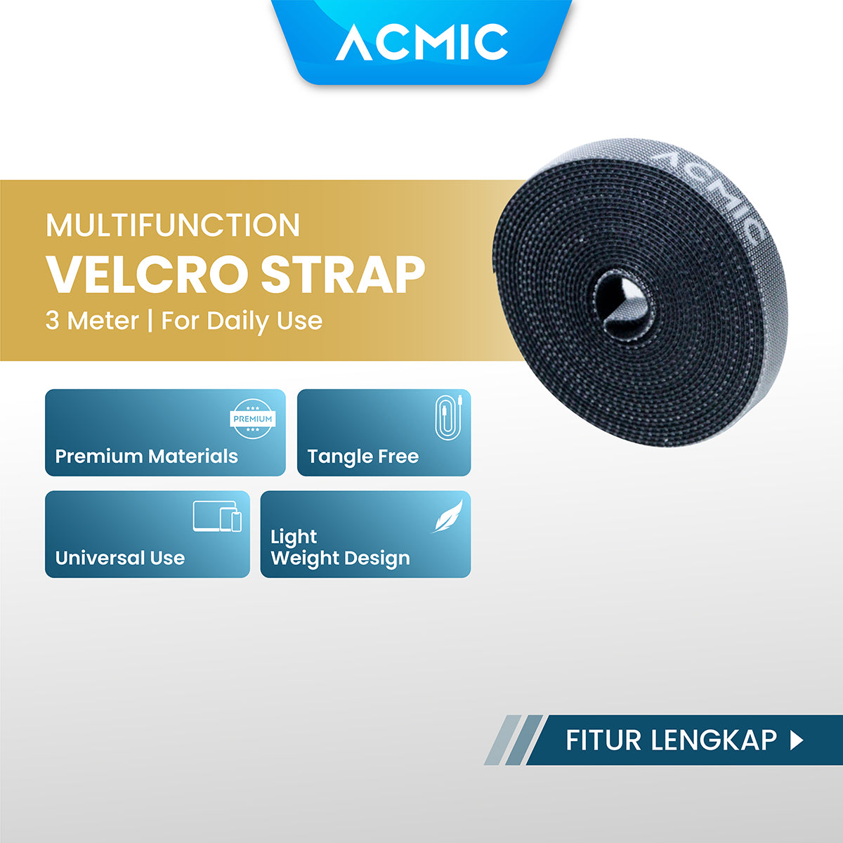 ACMIC VELCRO STRAP CABLE TIE ORGANIZER Pengikat Perekat Kabel Holder