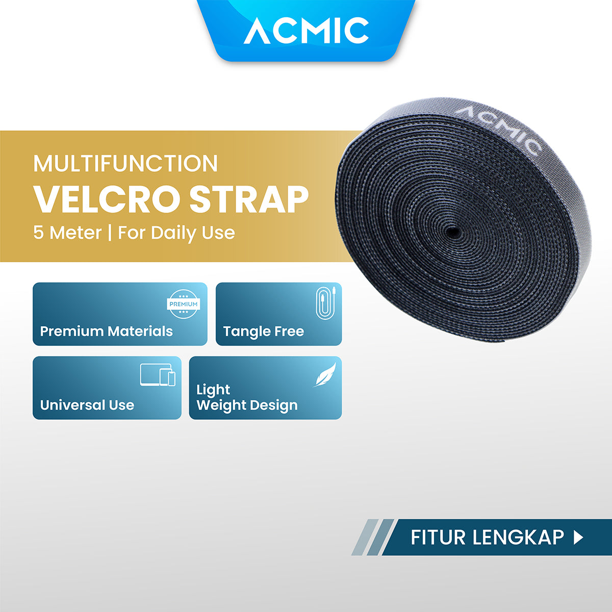 ACMIC VELCRO STRAP CABLE TIE ORGANIZER Pengikat Perekat Kabel Holder