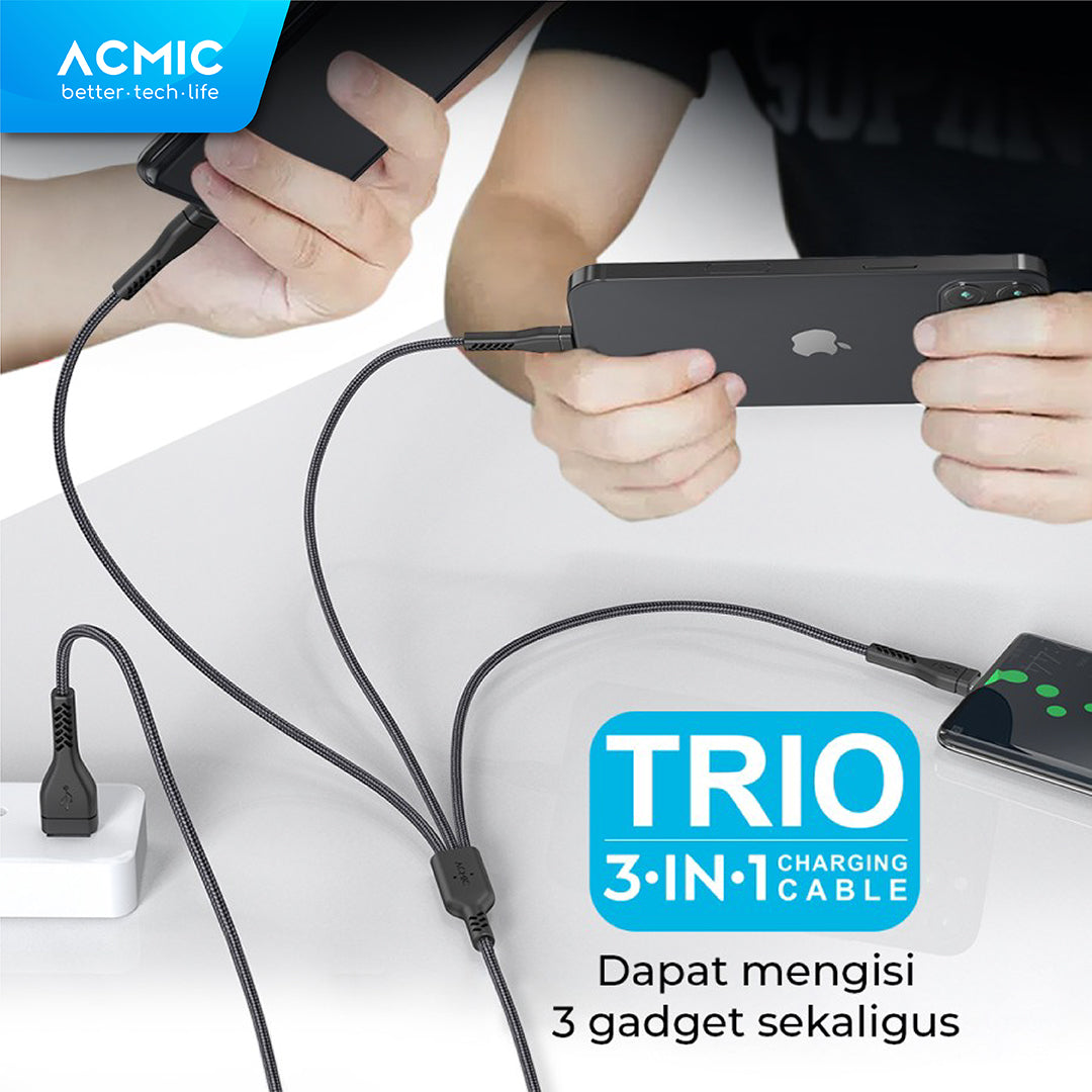 ACMIC TRIO Kabel data 3 in 1 Fast Charging Quick Charge 3.0 Cable 3in1 Charger