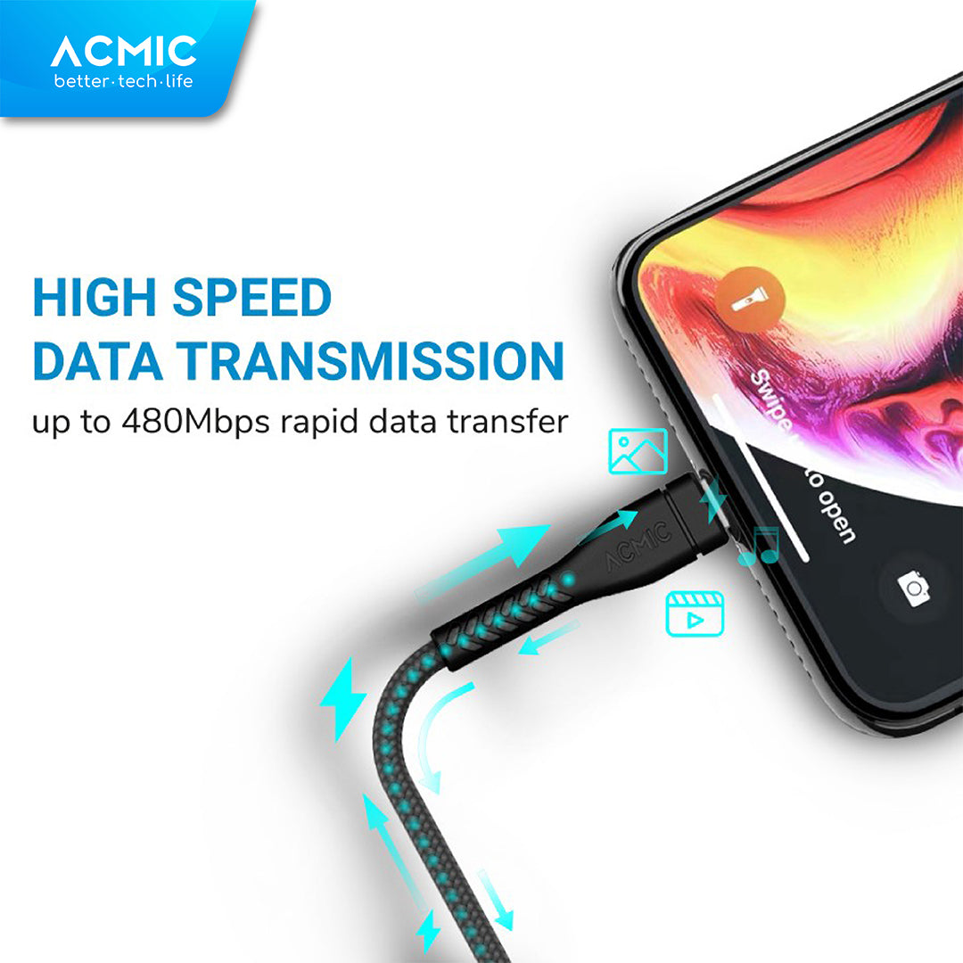 ACMIC B200 B300 Kabel Data Charger Fast Charging 2M / 3M / 2 / 3 meter