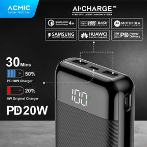 ACMIC F20PRO 20000mAh AiCharge Digital Power Bank (QC4 + PD + VOOC)