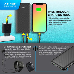 ACMIC C10e 10000mAh Slim PowerBank 12W Type C Fast Dual USB Charge