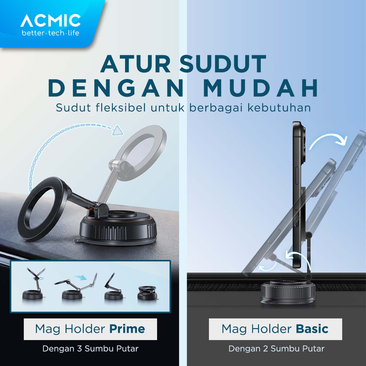 ACMIC Mag Holder Prime | Basic MagSafe Phone Holder Magnetic Car Holder