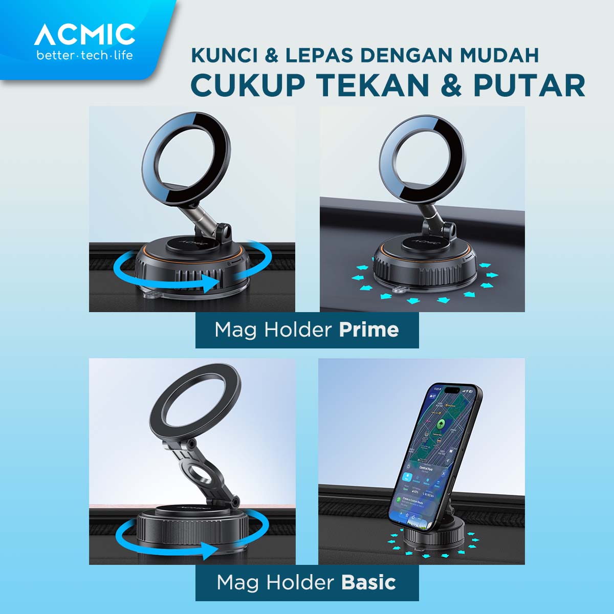ACMIC Mag Holder Prime | Basic MagSafe Phone Holder Magnetic Car Holder