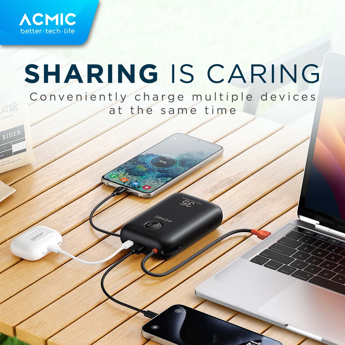 ACMIC NEOPOWER Super Mini 35W Powerbank 30000mAh SFC Super Fast Charging for Samsung with Built-in Cable