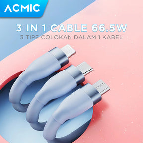 ACMIC UNILINE TRIO Kabel 3 in 1 Kabel Data Fast Charging 66.5W