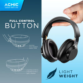 ACMIC AIRBASS Superior Bass & Ultra Light Wireless Headphone Headset Bluetooth 5.4