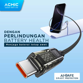 ACMIC AUTOLINE D100 Auto Cuf Off Cable USB-C TO USB-C Kabel Super Strong Fast Charging Built-in Digital Display