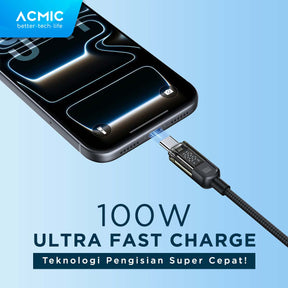 ACMIC AUTOLINE D100 Auto Cuf Off Cable USB-C TO USB-C Kabel Super Strong Fast Charging Built-in Digital Display