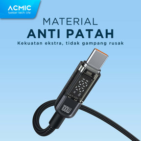 ACMIC AUTOLINE D100 Auto Cuf Off Cable USB-C TO USB-C Kabel Super Strong Fast Charging Built-in Digital Display