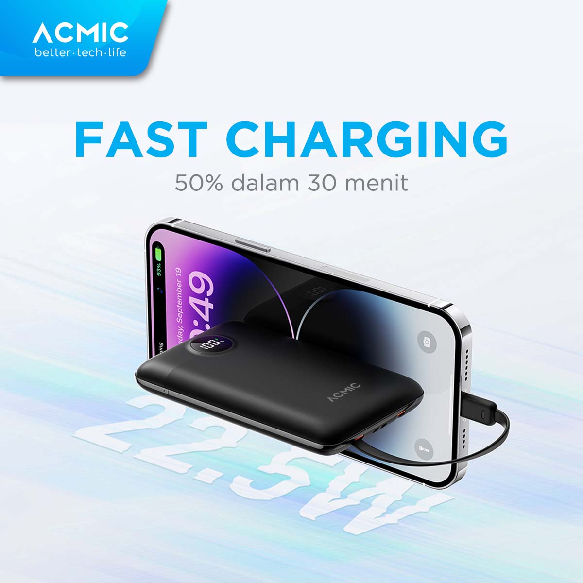 ACMIC DIGISLIM 10000mAh Powerbank Mini Slim 22.5W Fast Charging Type C