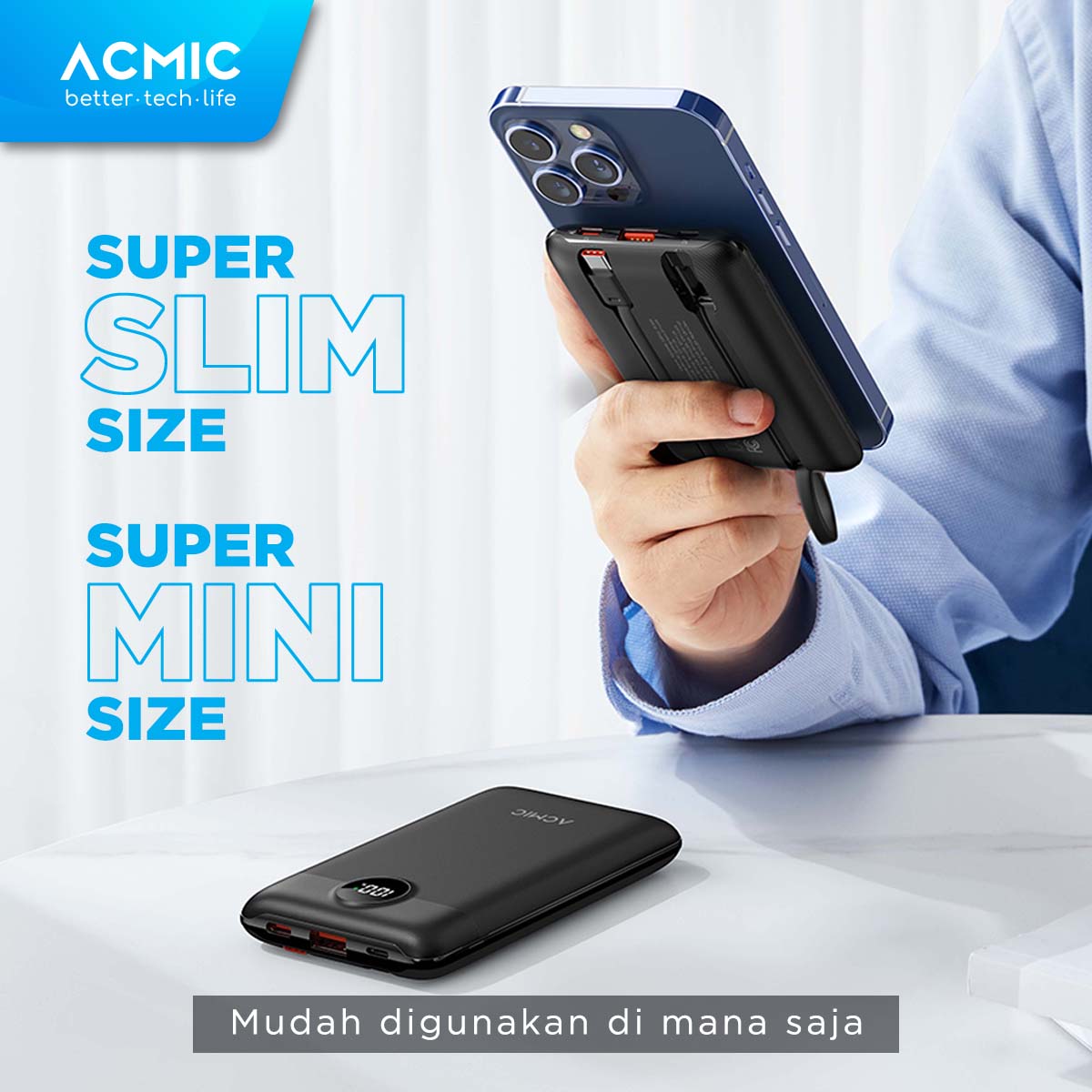 ACMIC DIGISLIM 10000mAh Powerbank Mini Slim 22.5W Fast Charging Type C