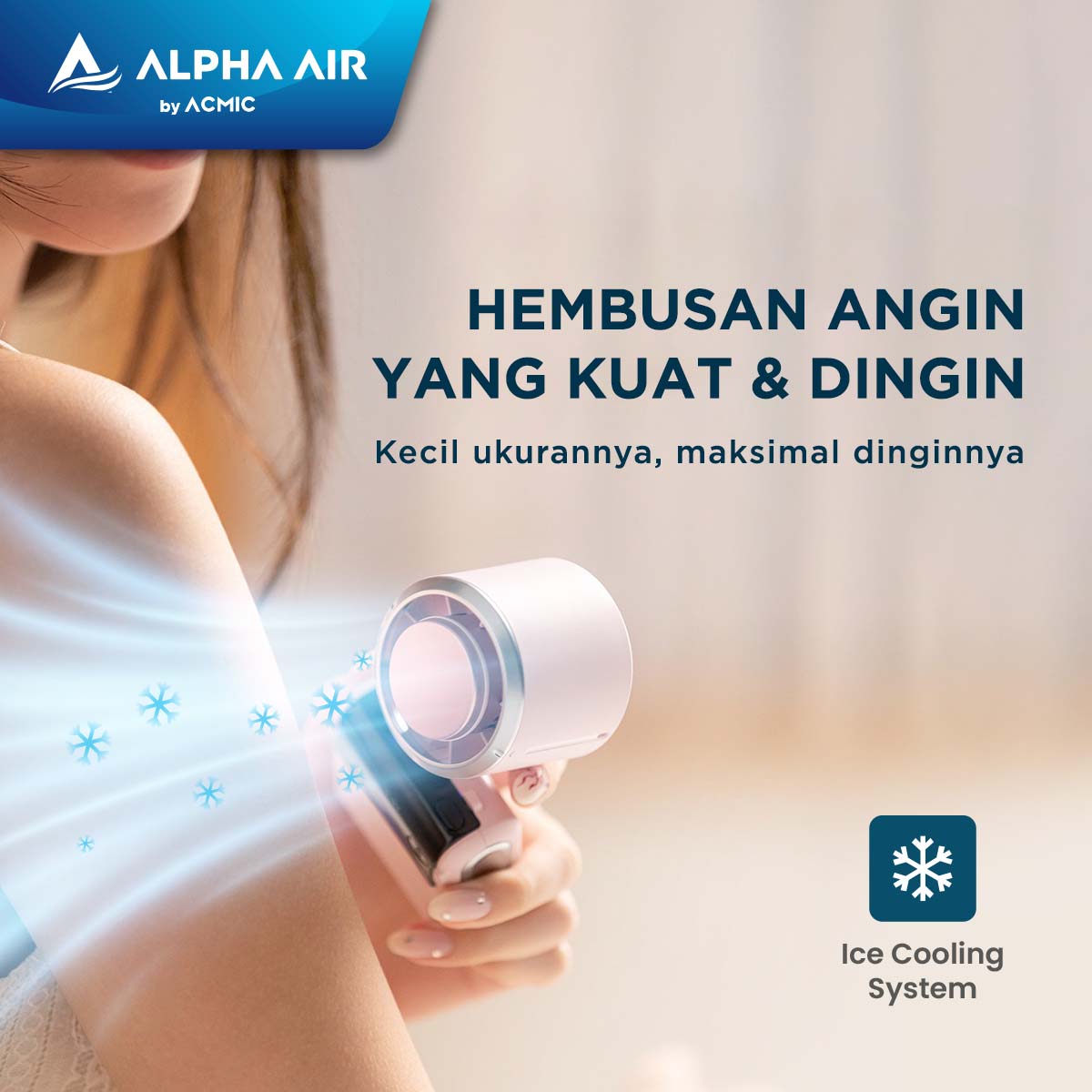 ACMIC FOLDING COMPACT COOLING FAN CF02 Kipas Angin Portable Lipat With Ice Cooling System, Neck Hanging & Desk Function