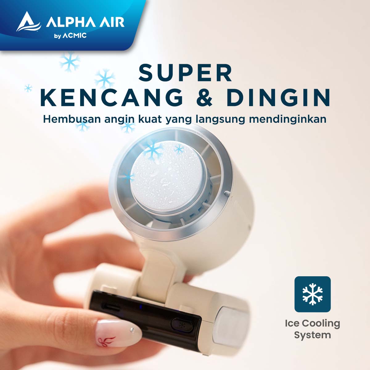 ACMIC FOLDING COMPACT COOLING FAN CF02 Kipas Angin Portable Lipat With Ice Cooling System, Neck Hanging & Desk Function