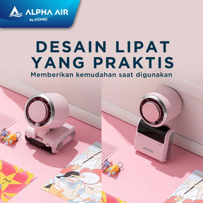 ACMIC FOLDING COMPACT COOLING FAN CF02 Kipas Angin Portable Lipat With Ice Cooling System, Neck Hanging & Desk Function