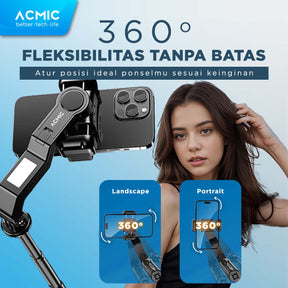 ACMIC GOFLOW Stabilizer Gimbal Quadrupod Selfie Stick Tripod Quadpod 4 Kaki Fill Light 1M (100cm)