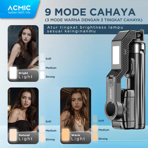 ACMIC GOFLOW Stabilizer Gimbal Quadrupod Selfie Stick Tripod Quadpod 4 Kaki Fill Light 1M (100cm)