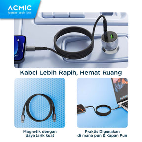 ACMIC MAGLINE 240W Kabel Data PD 3.1 Power Delivery Ultra Fast Charging Magnetic Kabel Data Charger Magnet