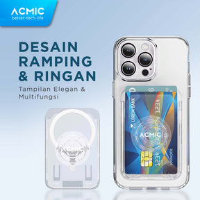 ACMIC MAGWALLET Magnetic Magsafe Slim Card Holder Built in Phone Stand Dompet Kartu ST01 / with PopSocket PS01