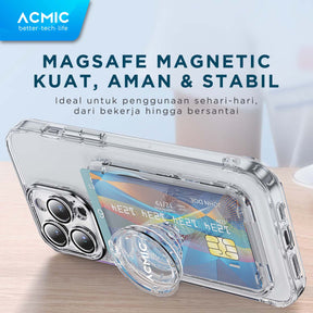 ACMIC MAGWALLET Magnetic Magsafe Slim Card Holder Built in Phone Stand Dompet Kartu ST01 / with PopSocket PS01