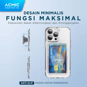 ACMIC MAGWALLET Magnetic Magsafe Slim Card Holder Built in Phone Stand Dompet Kartu ST01 / with PopSocket PS01