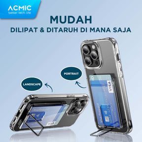 ACMIC MAGWALLET Magnetic Magsafe Slim Card Holder Built in Phone Stand Dompet Kartu ST01 / with PopSocket PS01