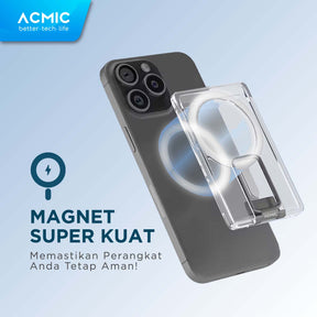 ACMIC MAGWALLET Magnetic Magsafe Slim Card Holder Built in Phone Stand Dompet Kartu ST01 / with PopSocket PS01