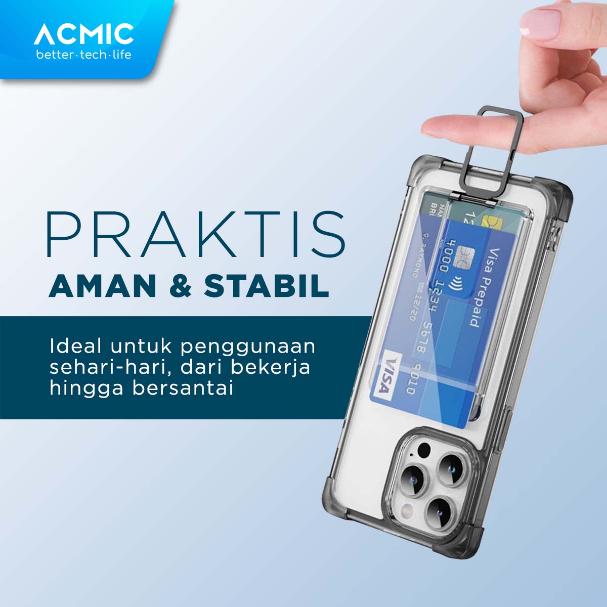 ACMIC MAGWALLET Magnetic Magsafe Slim Card Holder Built in Phone Stand Dompet Kartu ST01 / with PopSocket PS01