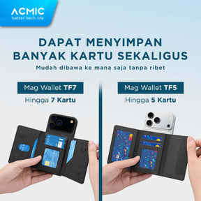 ACMIC MAGWALLET TF5 TF7 Trifold 5 Cards 7 Cards Magnetic Magsafe Slim Card Holder Built in Phone Stand Dompet Kartu