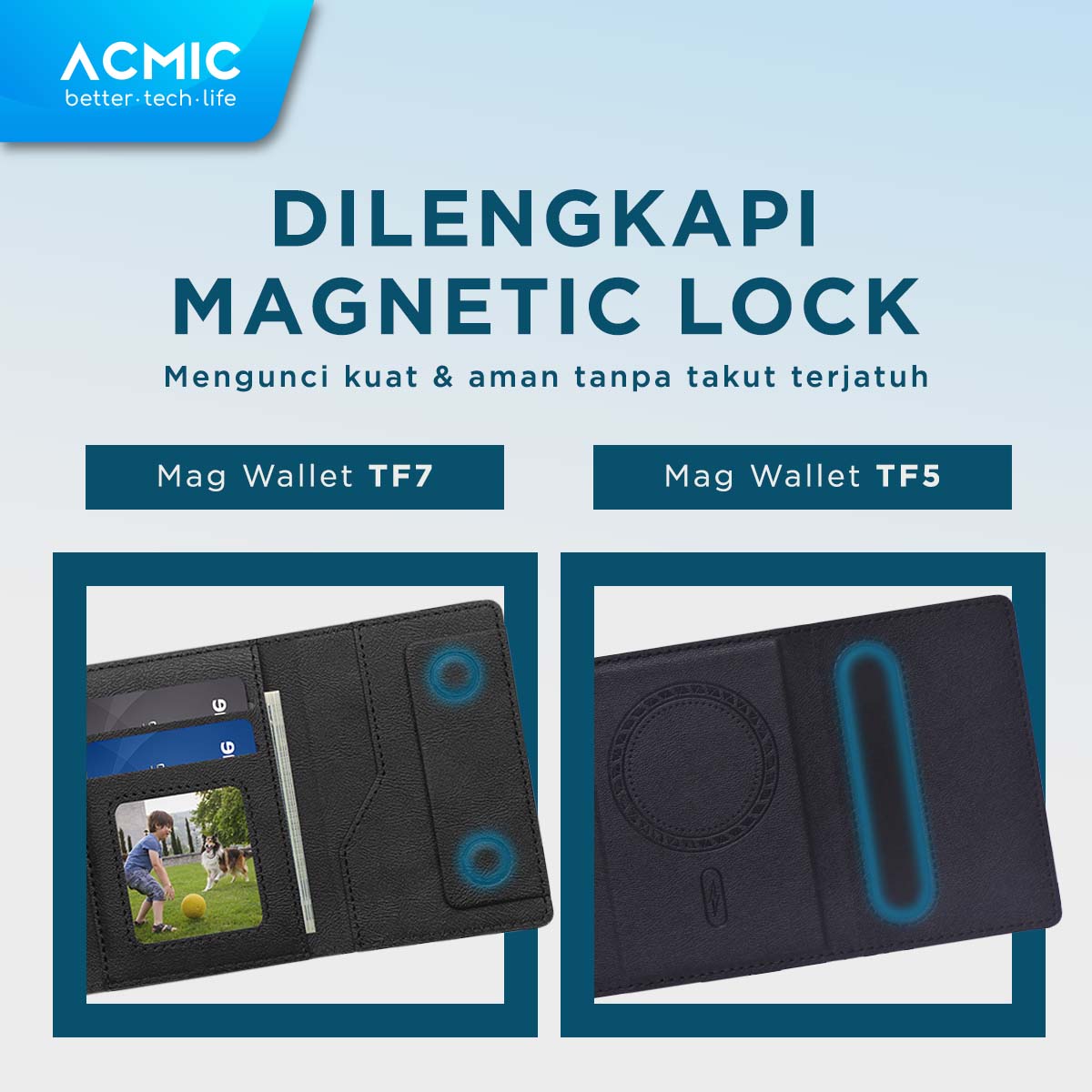 ACMIC MAGWALLET TF5 TF7 Trifold 5 Cards 7 Cards Magnetic Magsafe Slim Card Holder Built in Phone Stand Dompet Kartu